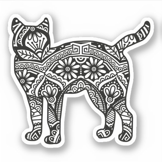 Mandala Cat Art Standing Sticker (Voorkant)