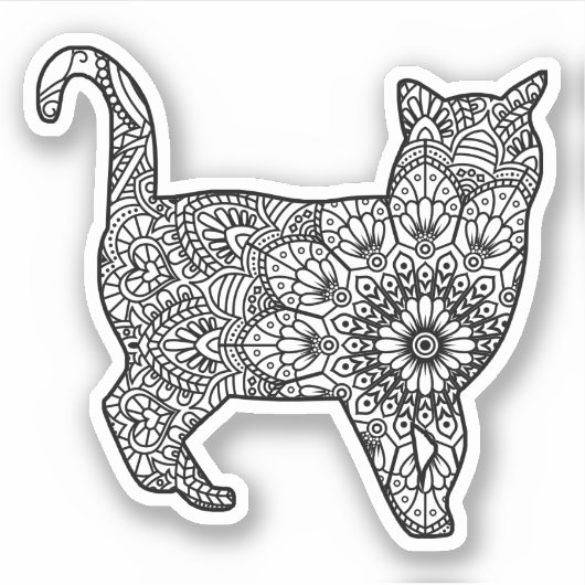 Mandala Cat Art Walking Sticker (Voorkant)