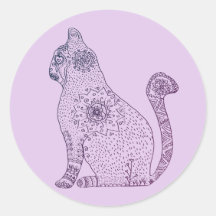 Mandala Cat Classic Ronde Sticker, Glanzend