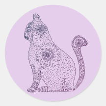 Mandala Cat Classic Ronde Sticker, Glanzend