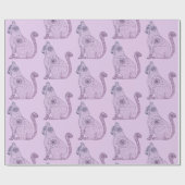 Mandala Cat Glossy Wrapping Papier, 30 in x 6 Cadeaupapier (Vlak)