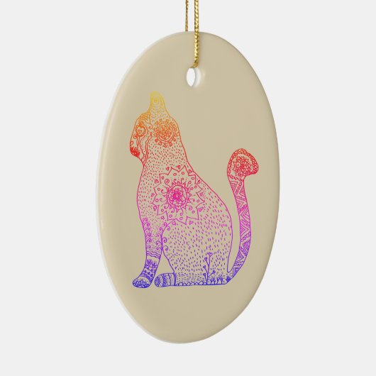 Mandala Cat Ovaal Ornament (Rechts)