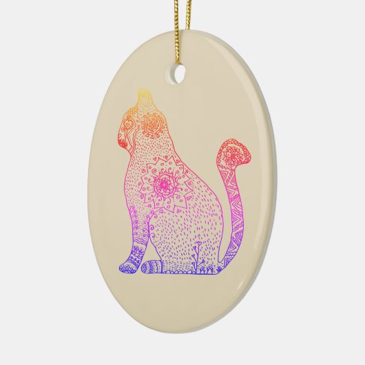 Mandala Cat Ovaal Ornament (Links)