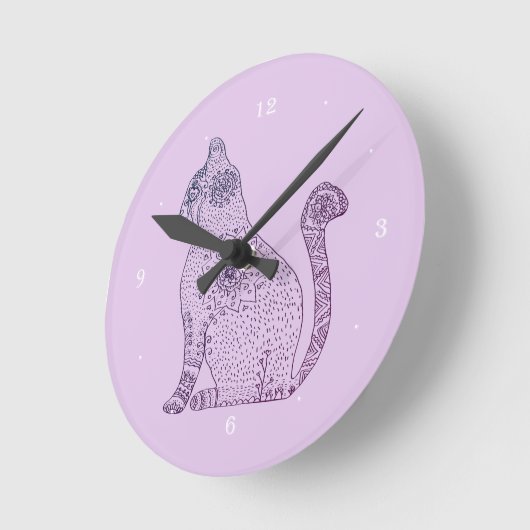 Mandala Cat Ronde (Medium) Wandklok (Hoek)