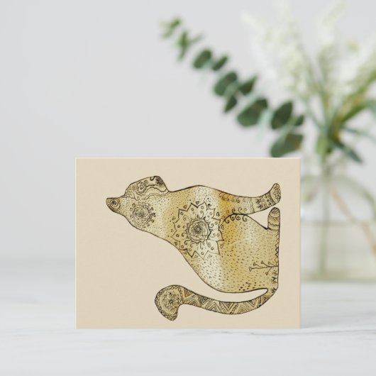 Mandala Cat Tekening Briefkaart (Staand voorkant)