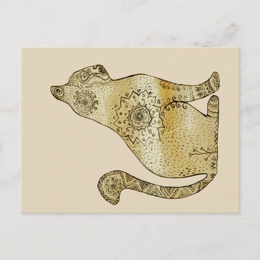 Mandala Cat Tekening Briefkaart (Voorkant)