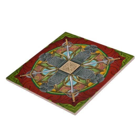 Mandala Celtic Cross Tile Tegeltje (Zijkant)