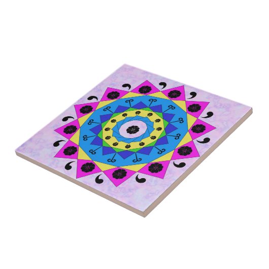 Mandala Ceramic Tile Tegeltje (Zijkant)