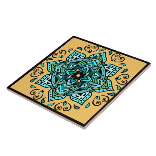 Mandala Ceramic Tile Tegeltje (Zijkant)