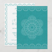 Mandala Chic Hipster 40th Birthday Blauwgroen Groe Kaart (Voorkant / Achterkant)