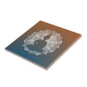 Mandala Circle Boeddha Blauw en Sinaasappel Tegeltje (Zijkant)