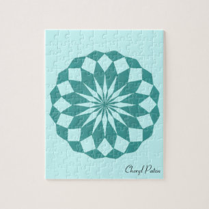 Mandala Circle Diamonds Turquoise Patroon Puzzel