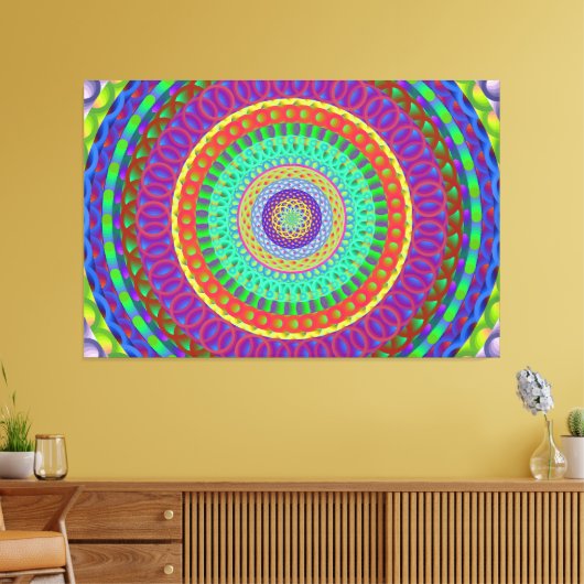 Mandala Circle Green Stippen Stretched Canvas Afdr (Insitu (Woonkamer))