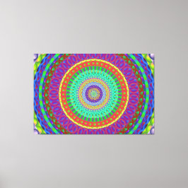 Mandala Circle Green Stippen Stretched Canvas Afdr