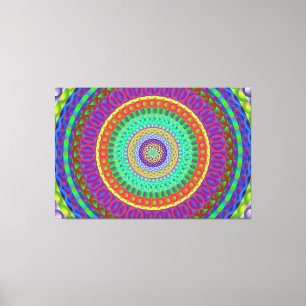 Mandala Circle Green Stippen Stretched Canvas Afdr