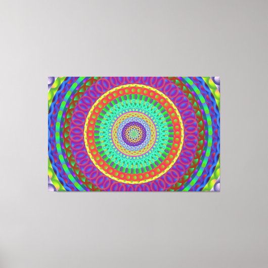 Mandala Circle Green Stippen Stretched Canvas Afdr Afdruk (Voorkant)