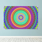 Mandala Circle Green Stippen Stretched Canvas Afdr Afdruk (Insitu (Houten vloer))