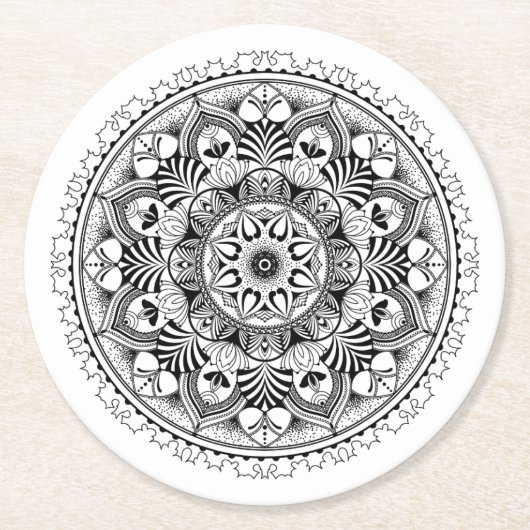 Mandala Circle Ronde Kartonnen Onderzetter (Voorkant)