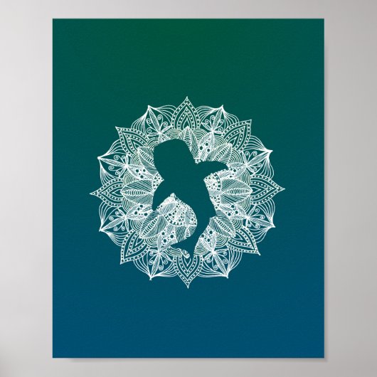 Mandala Circle Turquoise Whale Shark Poster (Voorkant)