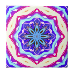 mandala cirkel blauw/roze/paars tegeltje