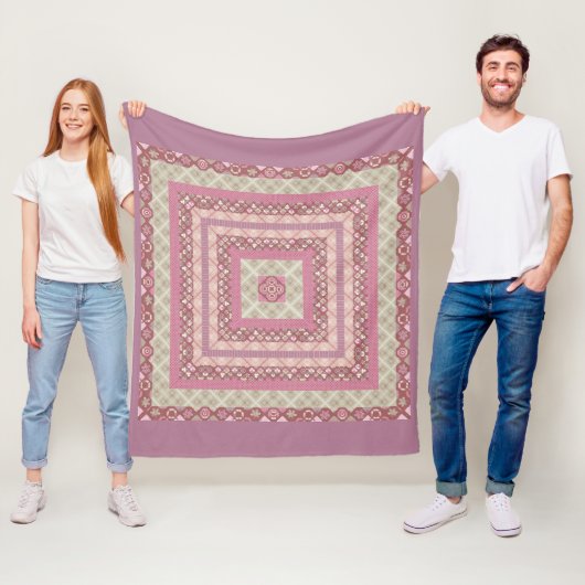Mandala cirkel rond sierpastel paarse colo fleece deken (In situ)