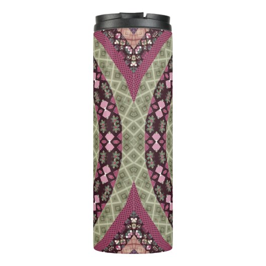 Mandala cirkel rond sierpastel paarse colo thermosbeker (Achterkant)