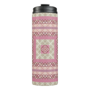 Mandala cirkel rond sierpastel paarse colo thermosbeker