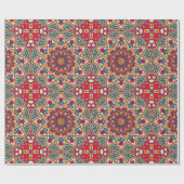 Mandala cirkels rood geel blauw cadeaupapier (Vlak)