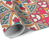 Mandala cirkels rood geel blauw cadeaupapier (Rol Hoek)