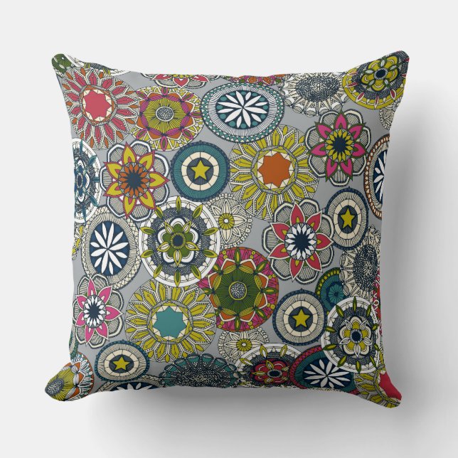 mandala cirque festival zilver kussen (Voorkant)