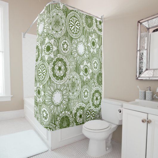 mandala cirque groen wit douchegordijn (In situ)