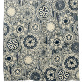 mandala cirque indigo crème douchegordijn (Voorkant)