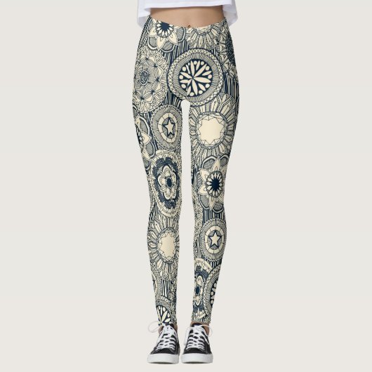 mandala cirque indigo crème leggings (Voorkant)
