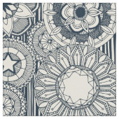 mandala cirque indigo crème stof (Close Up)