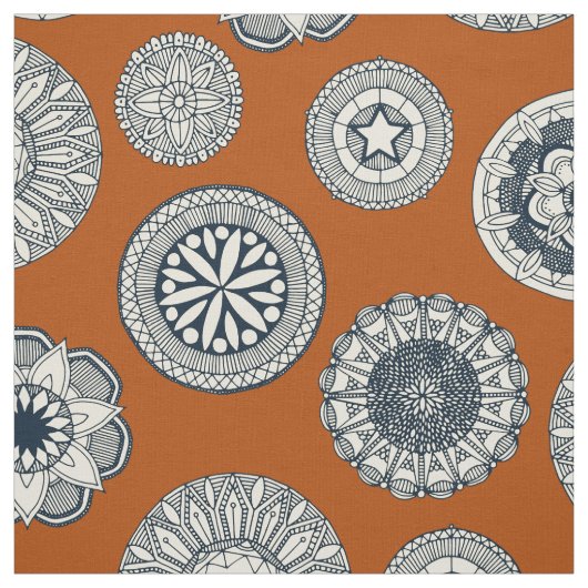 mandala cirque spot oranje stof (Swatch)