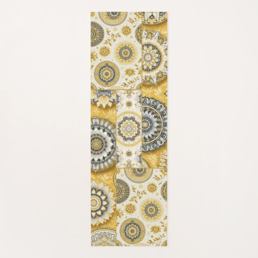 Mandala collage in het geel yogamat (Voorkant)