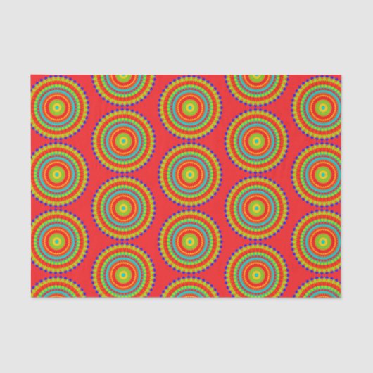 Mandala Colorful Pattern Red Tissuepapier (Voorkant)
