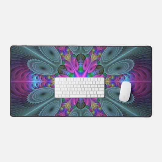 Mandala Colorful Striking Fractal Art Kaleidoscope Bureaumat (Keyboard & Muis)