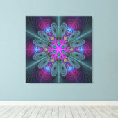Mandala Colorful Striking Fractal Art Kaleidoscope Canvas Afdruk (Insitu (Houten vloer))