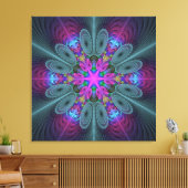 Mandala Colorful Striking Fractal Art Kaleidoscope Canvas Afdruk (Insitu (Woonkamer))