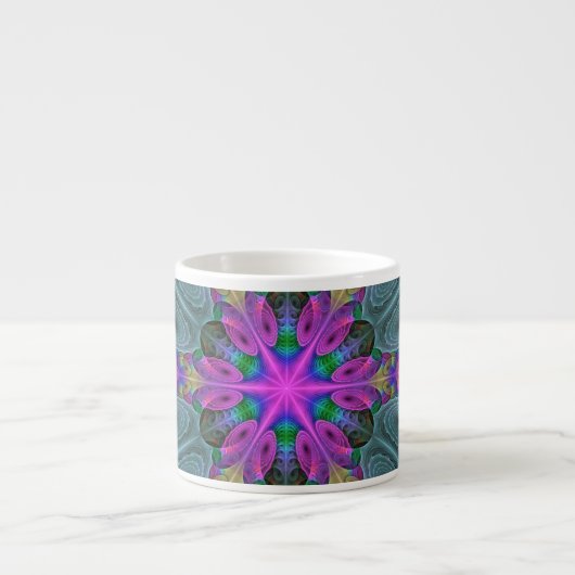 Mandala Colorful Striking Fractal Art Kaleidoscope Espresso Kop (Voorkant)