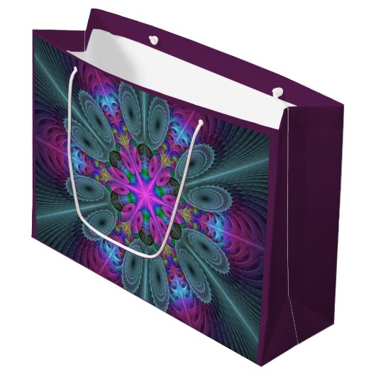 Mandala Colorful Striking Fractal Art Kaleidoscope Groot Cadeauzakje (Voorkant Gekanteld)