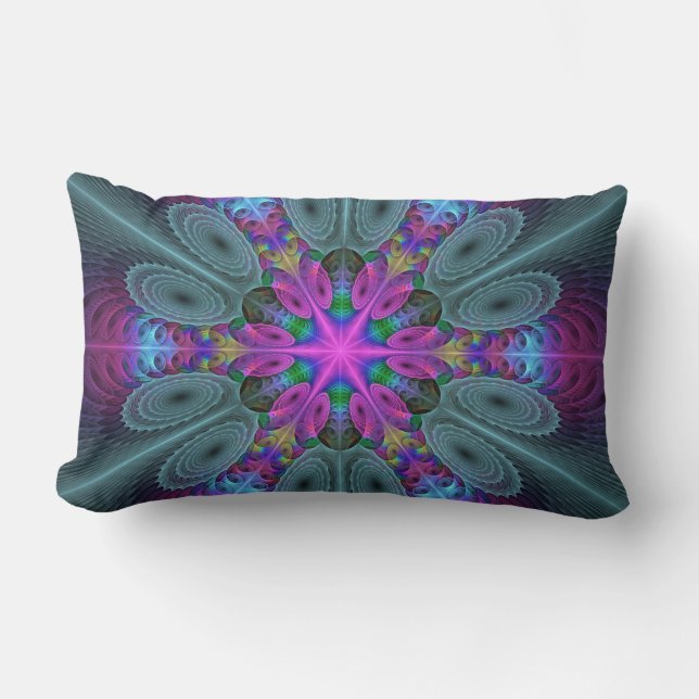 Mandala Colorful Striking Fractal Art Kaleidoscope Kussen (Voorkant)