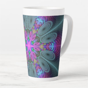 Mandala Colorful Striking Fractal Art Kaleidoscope Latte Mok