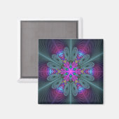 Mandala Colorful Striking Fractal Art Kaleidoscope Magneet (Voorkant / Achterkant)
