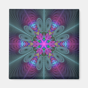 Mandala Colorful Striking Fractal Art Kaleidoscope Magneet