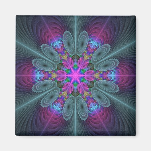 Mandala Colorful Striking Fractal Art Kaleidoscope Magneet (Voorkant)