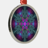 Mandala Colorful Striking Fractal Art Kaleidoscope Metalen Ornament (Rechts)