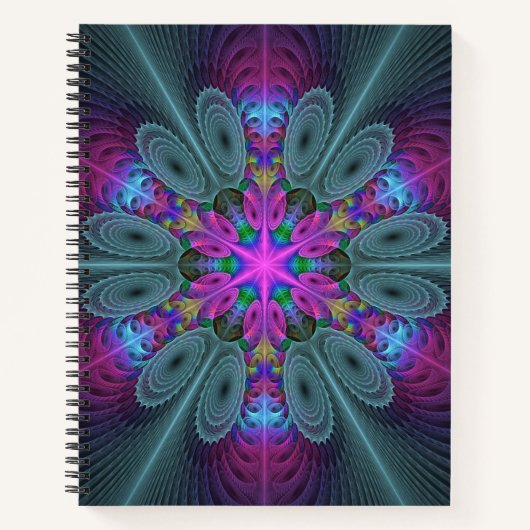 Mandala Colorful Striking Fractal Art Kaleidoscope Notitieboek (Voorkant)