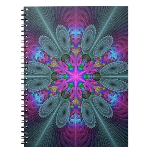 Mandala Colorful Striking Fractal Art Kaleidoscope Notitieboek (Voorkant)